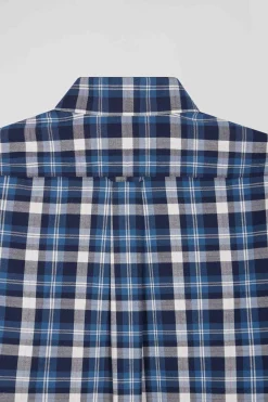 Regular blue checked cotton shirt
