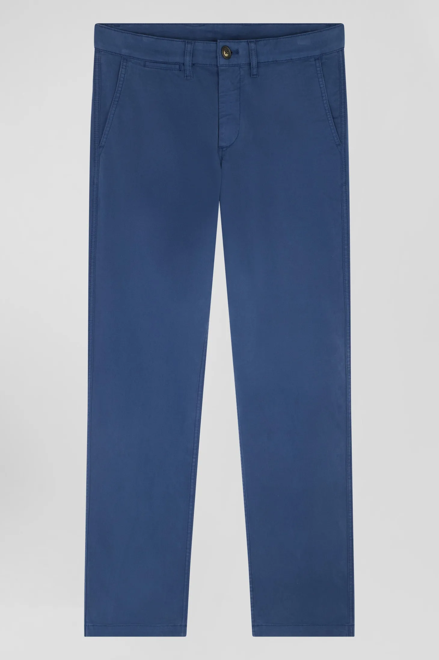 Regular blue chino trousers in stretch cotton gabardine