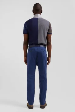 Regular blue chino trousers in stretch cotton gabardine