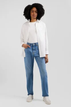 Regular blue cotton 5-pocket jeans