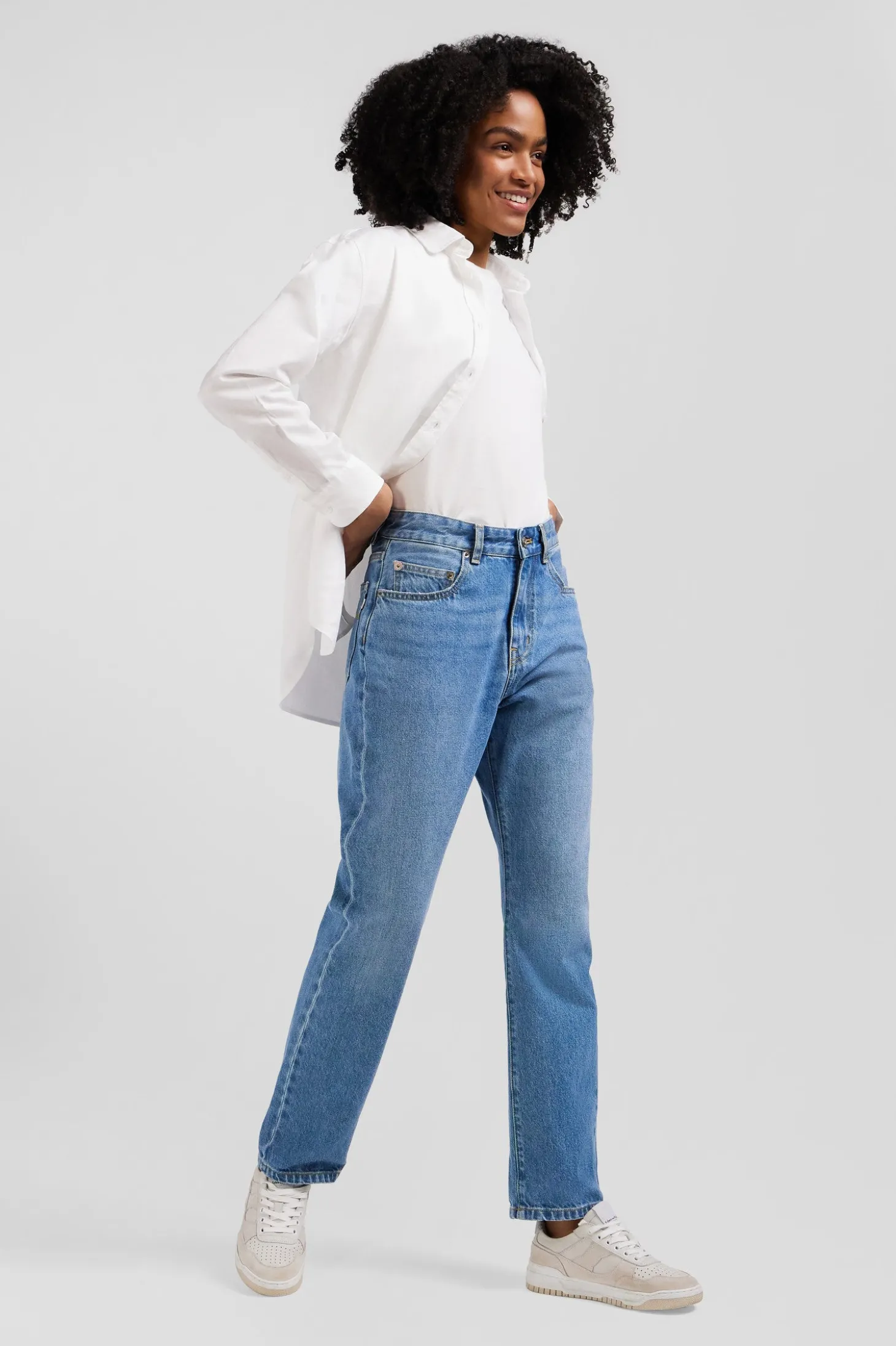 Regular blue cotton 5-pocket jeans