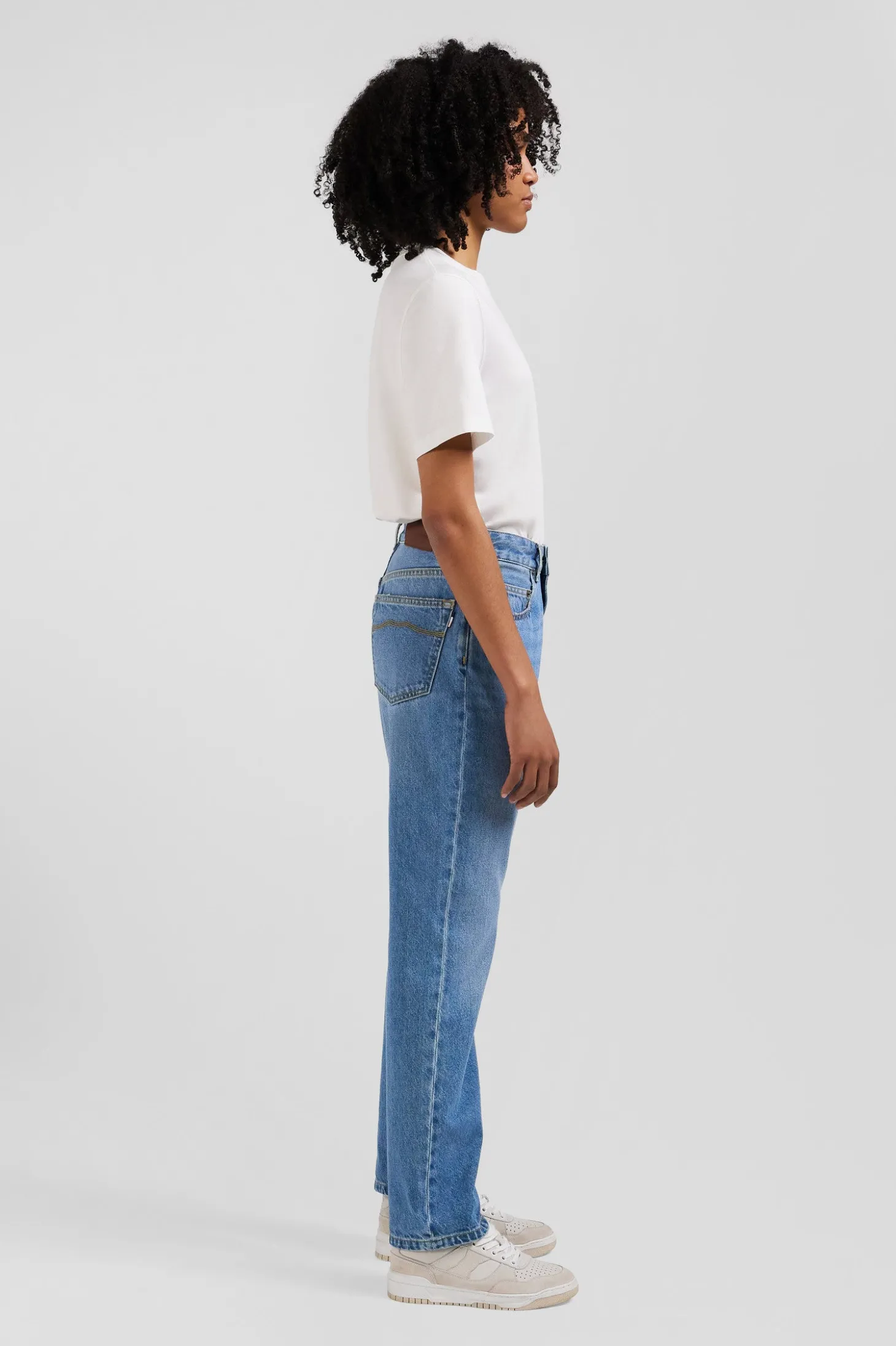 Regular blue cotton 5-pocket jeans