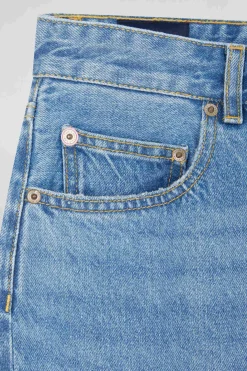 Regular blue cotton 5-pocket jeans
