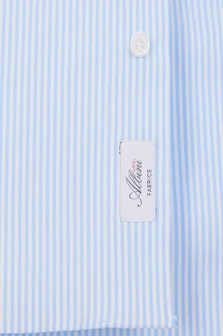 Regular blue cotton poplin shirt with baton stripes