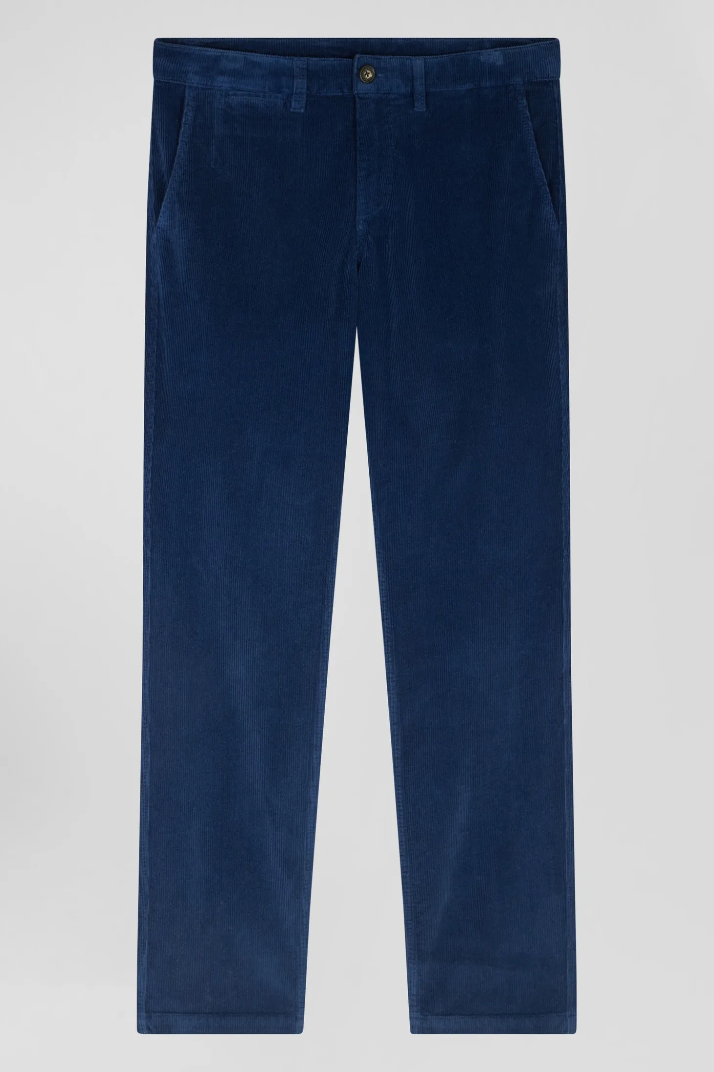 Regular blue stretch cotton velvet chino trousers