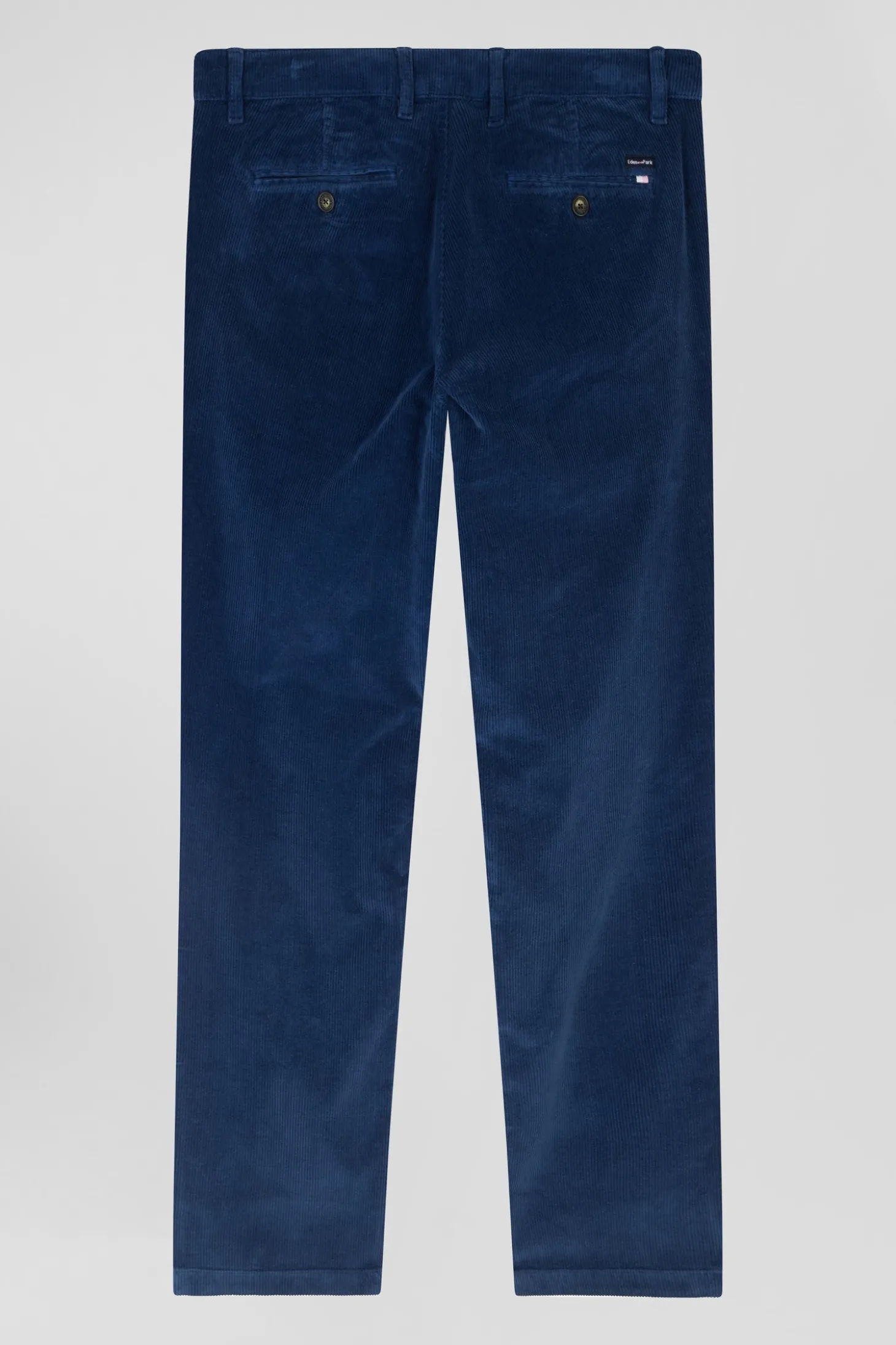 Regular blue stretch cotton velvet chino trousers