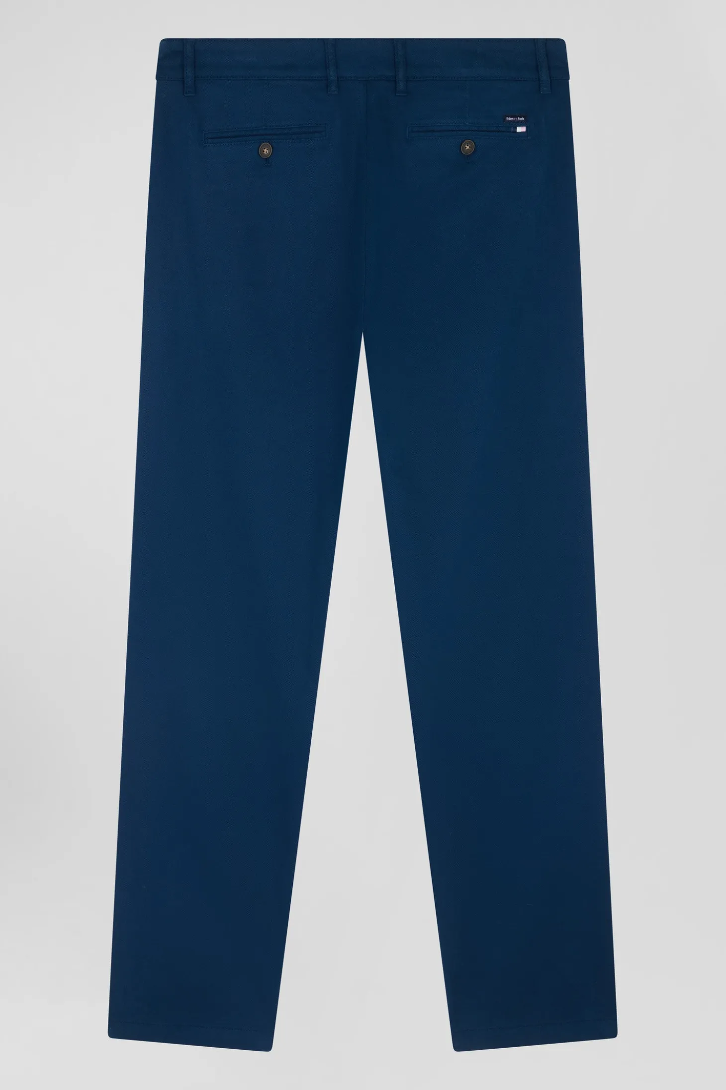Regular blue stretch cotton piqué and modal chino trousers