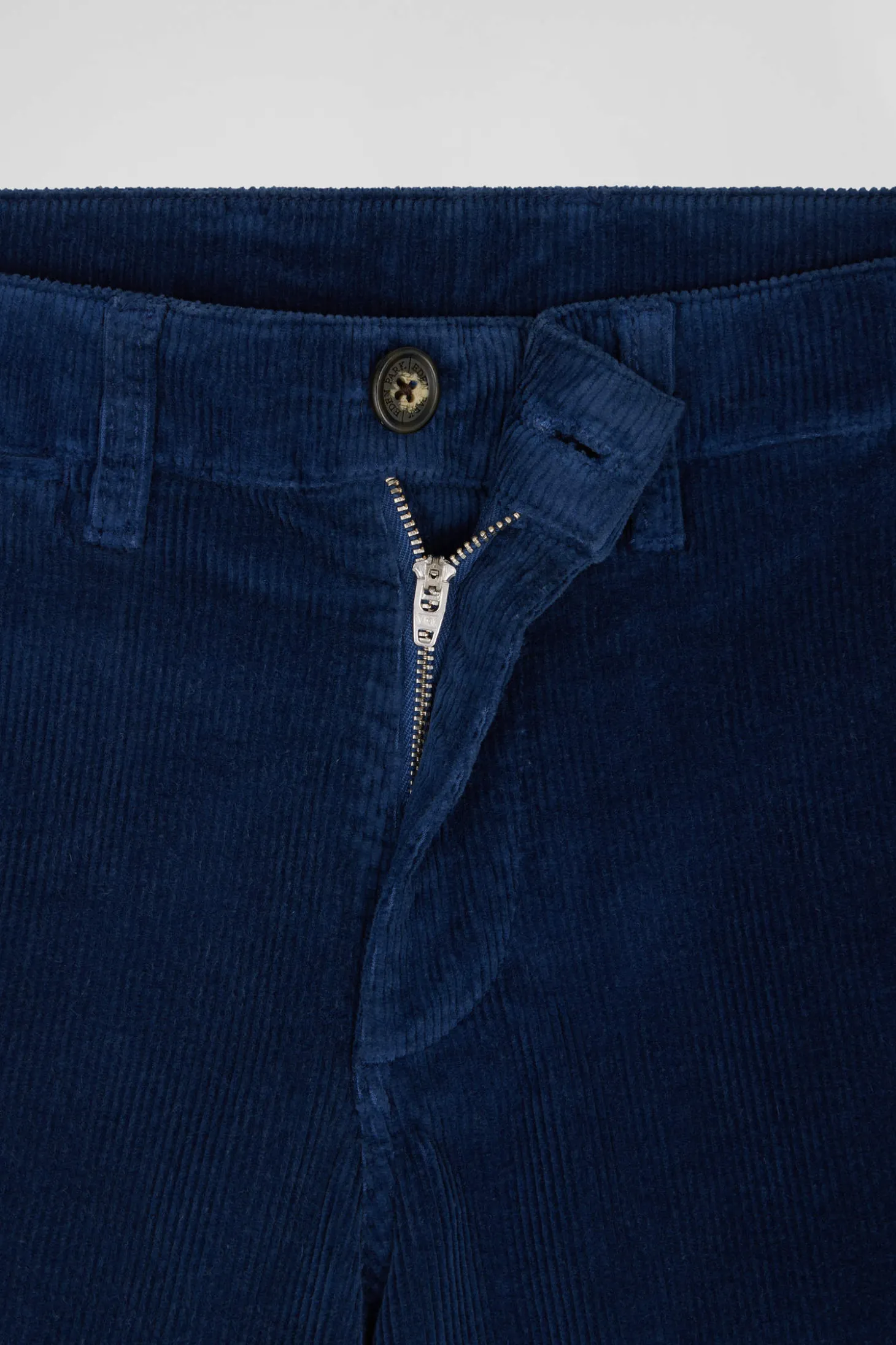 Regular blue stretch cotton velvet chino trousers