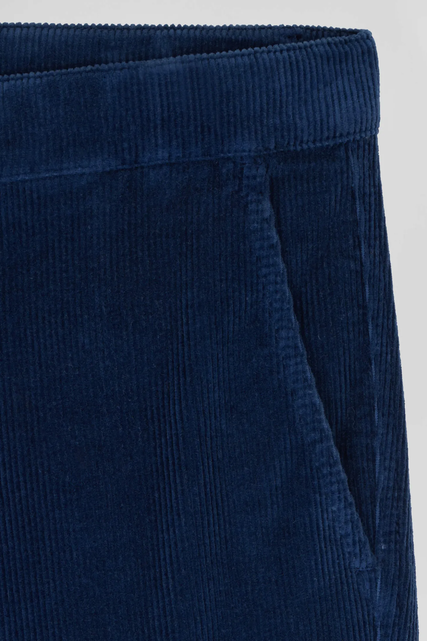 Regular blue stretch cotton velvet chino trousers