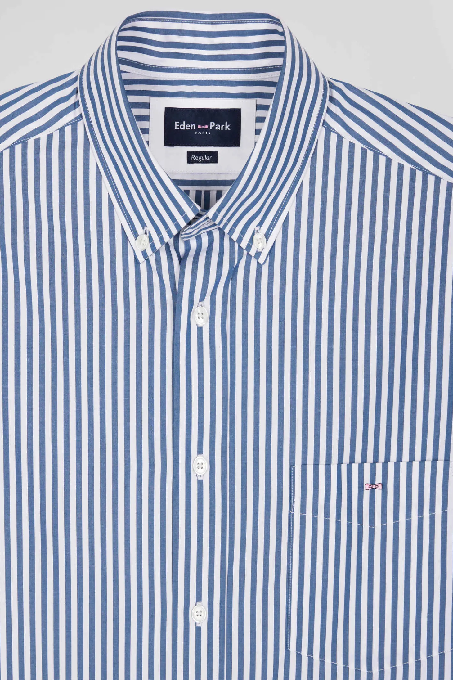 Regular blue striped cotton poplin shirt