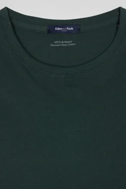 Regular blue-green long-sleeved Pima cotton T-shirt