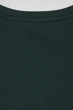 Regular blue-green long-sleeved Pima cotton T-shirt