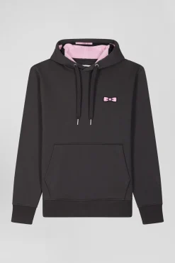 Regular brown brushed cotton fleece hoodie with Eden Park embroidery
