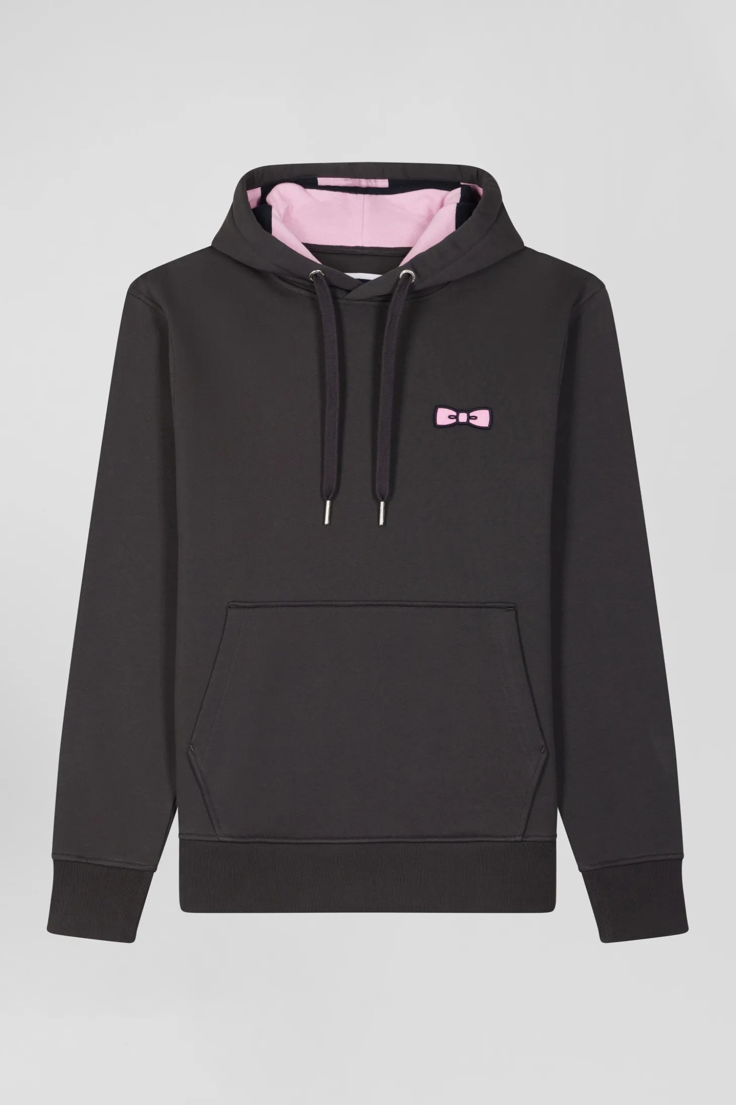 Regular brown brushed cotton fleece hoodie with Eden Park embroidery