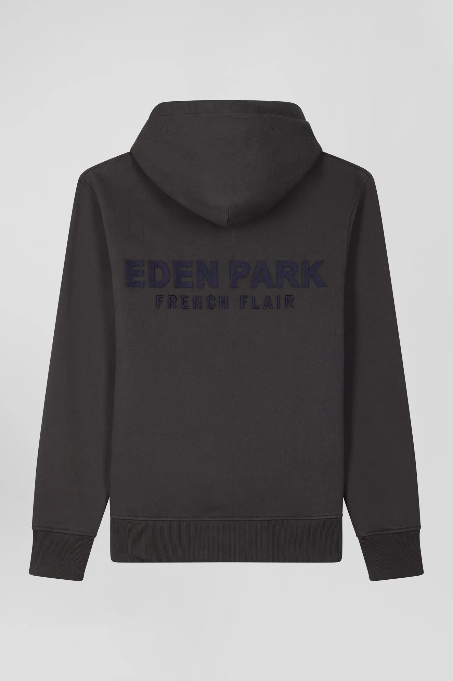 Regular brown brushed cotton fleece hoodie with Eden Park embroidery