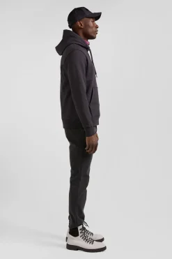 Regular brown brushed cotton fleece hoodie with Eden Park embroidery