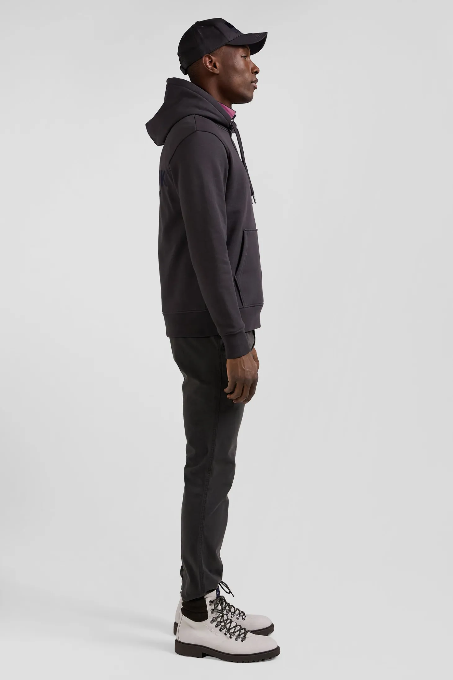 Regular brown brushed cotton fleece hoodie with Eden Park embroidery