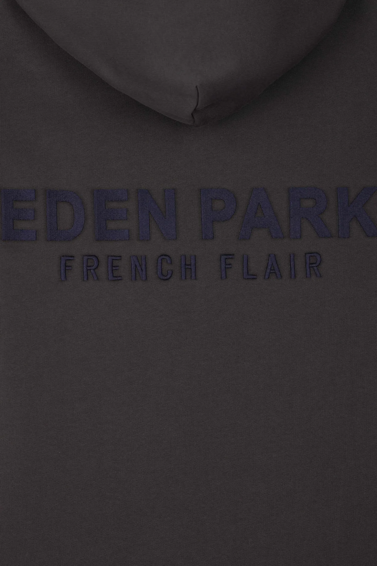 Regular brown brushed cotton fleece hoodie with Eden Park embroidery