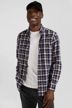 Regular brown checked cotton shirt