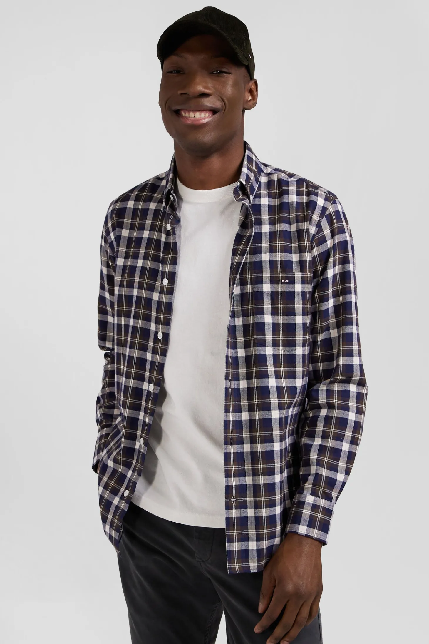 Regular brown checked cotton shirt