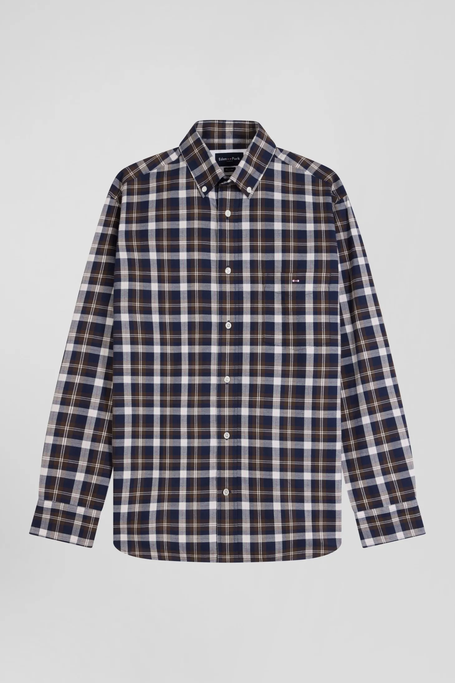 Regular brown checked cotton shirt