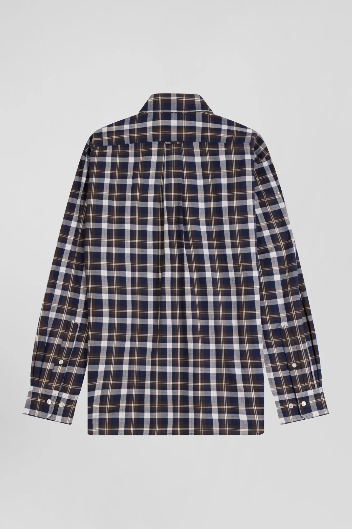 Regular brown checked cotton shirt