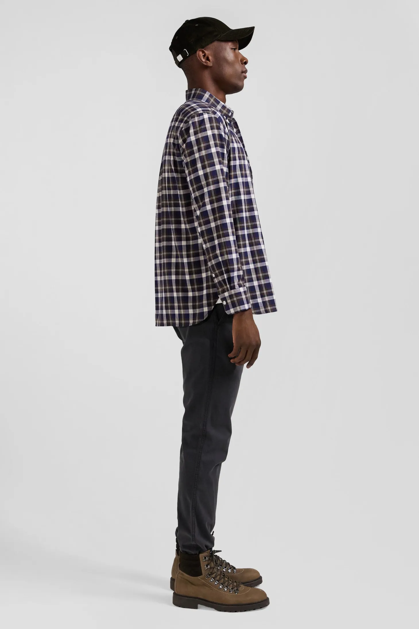 Regular brown checked cotton shirt