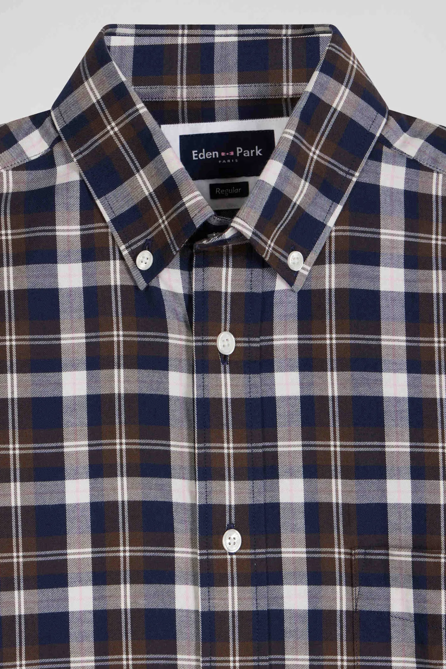 Regular brown checked cotton shirt