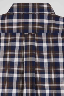 Regular brown checked cotton shirt