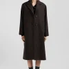 Regular brown checkered wool blend coat
