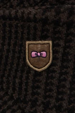 Regular brown checkered wool blend coat