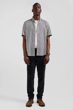 Regular brown cotton short-sleeved shirt