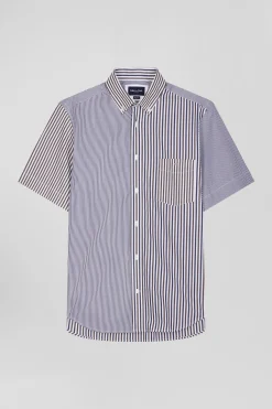 Regular brown cotton short-sleeved shirt