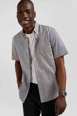 Regular brown cotton short-sleeved shirt