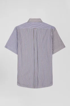 Regular brown cotton short-sleeved shirt