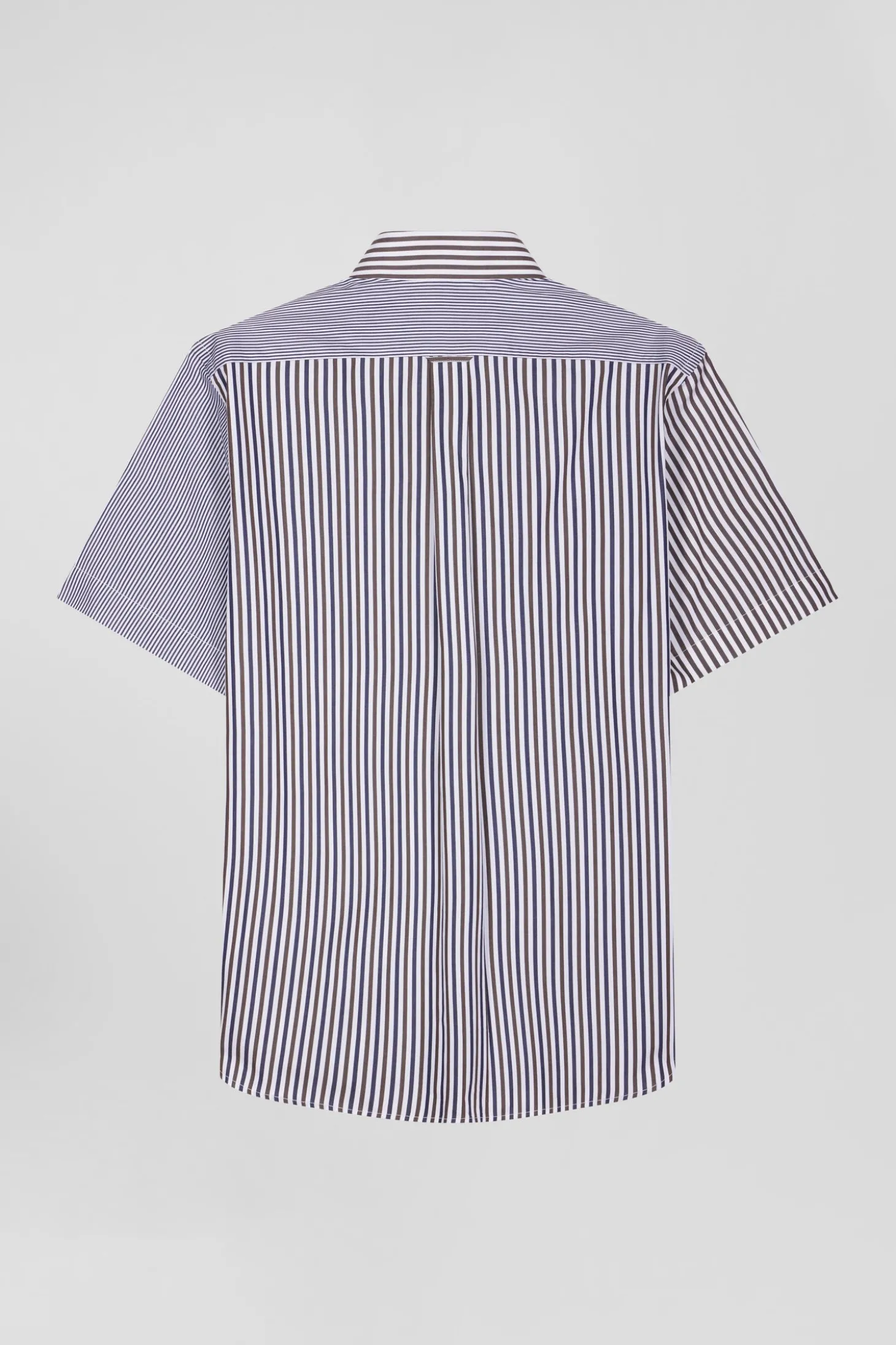 Regular brown cotton short-sleeved shirt