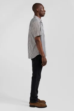 Regular brown cotton short-sleeved shirt
