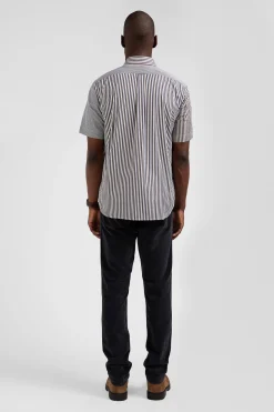 Regular brown cotton short-sleeved shirt