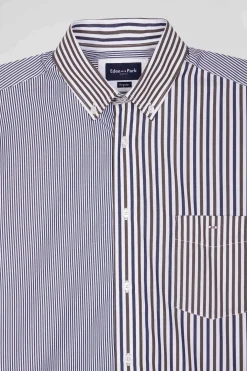 Regular brown cotton short-sleeved shirt