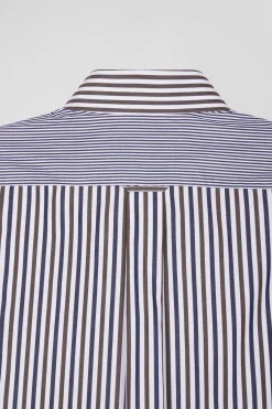Regular brown cotton short-sleeved shirt