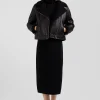 Regular brown leather zip-up jacket
