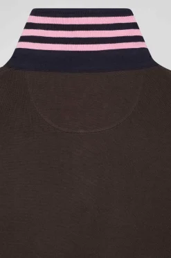 Regular brown long-sleeved Pima cotton rugby shirt