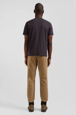 Regular brown Pima cotton short-sleeved T-shirt