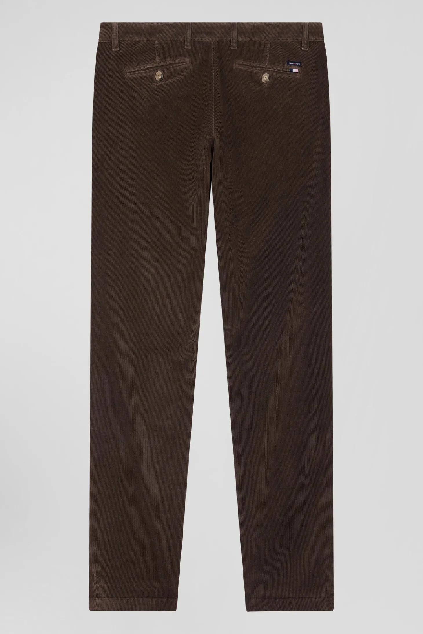 Regular brown stretch cotton velvet chino trousers