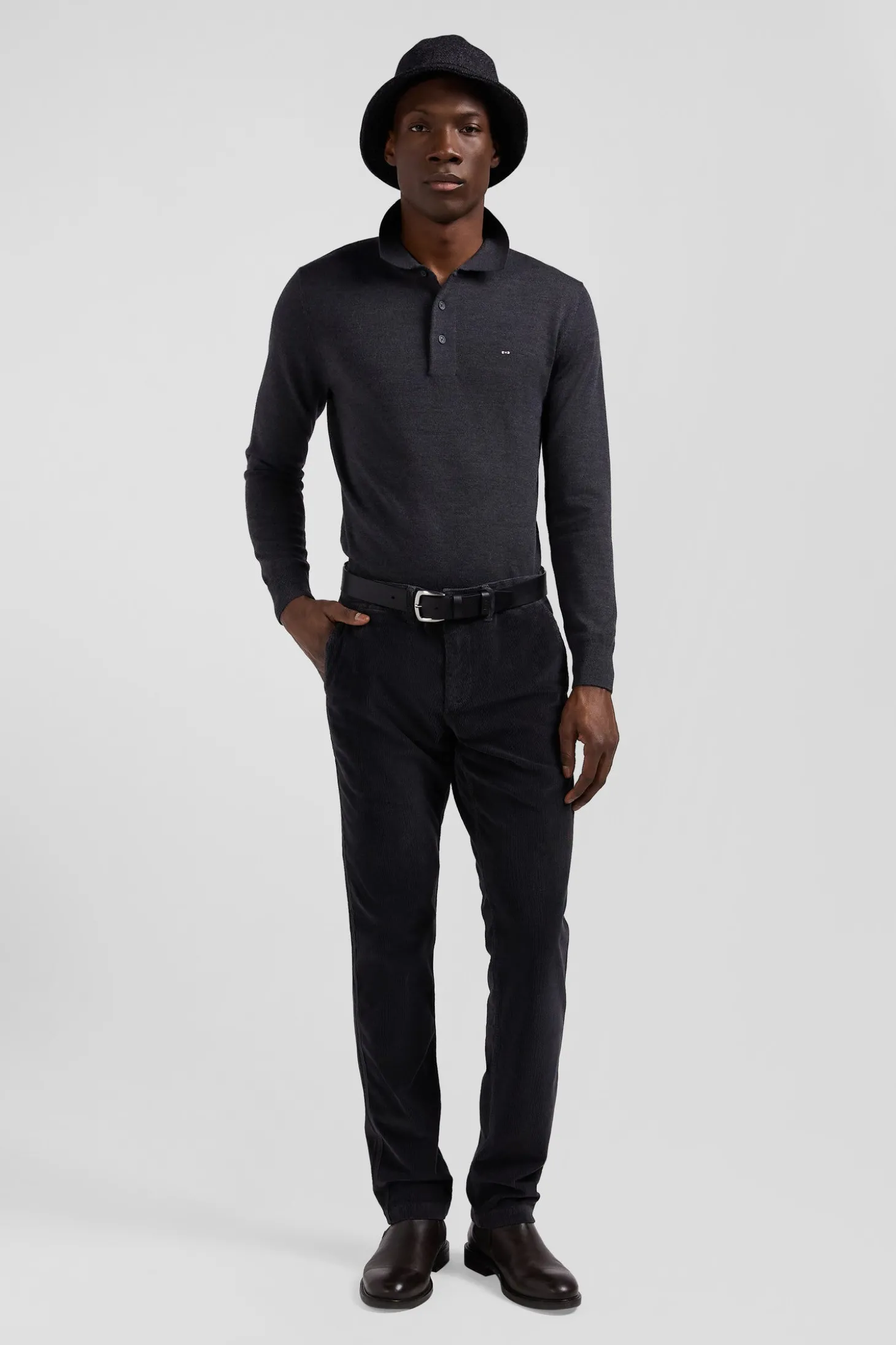 Regular brown stretch cotton chino trousers