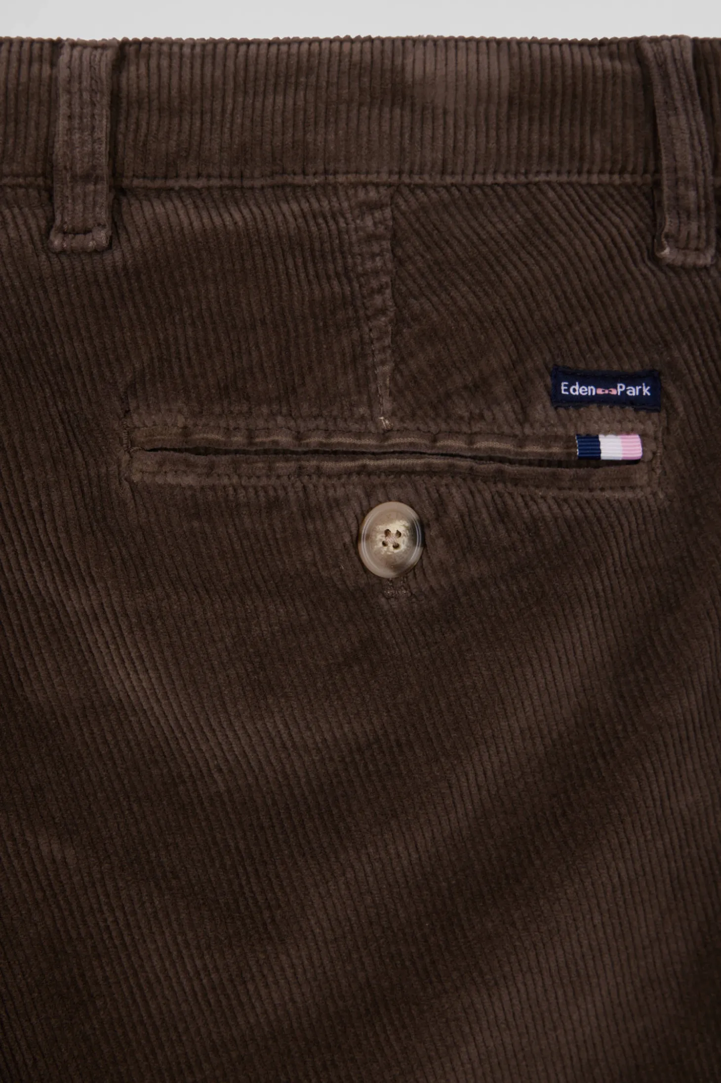 Regular brown stretch cotton velvet chino trousers