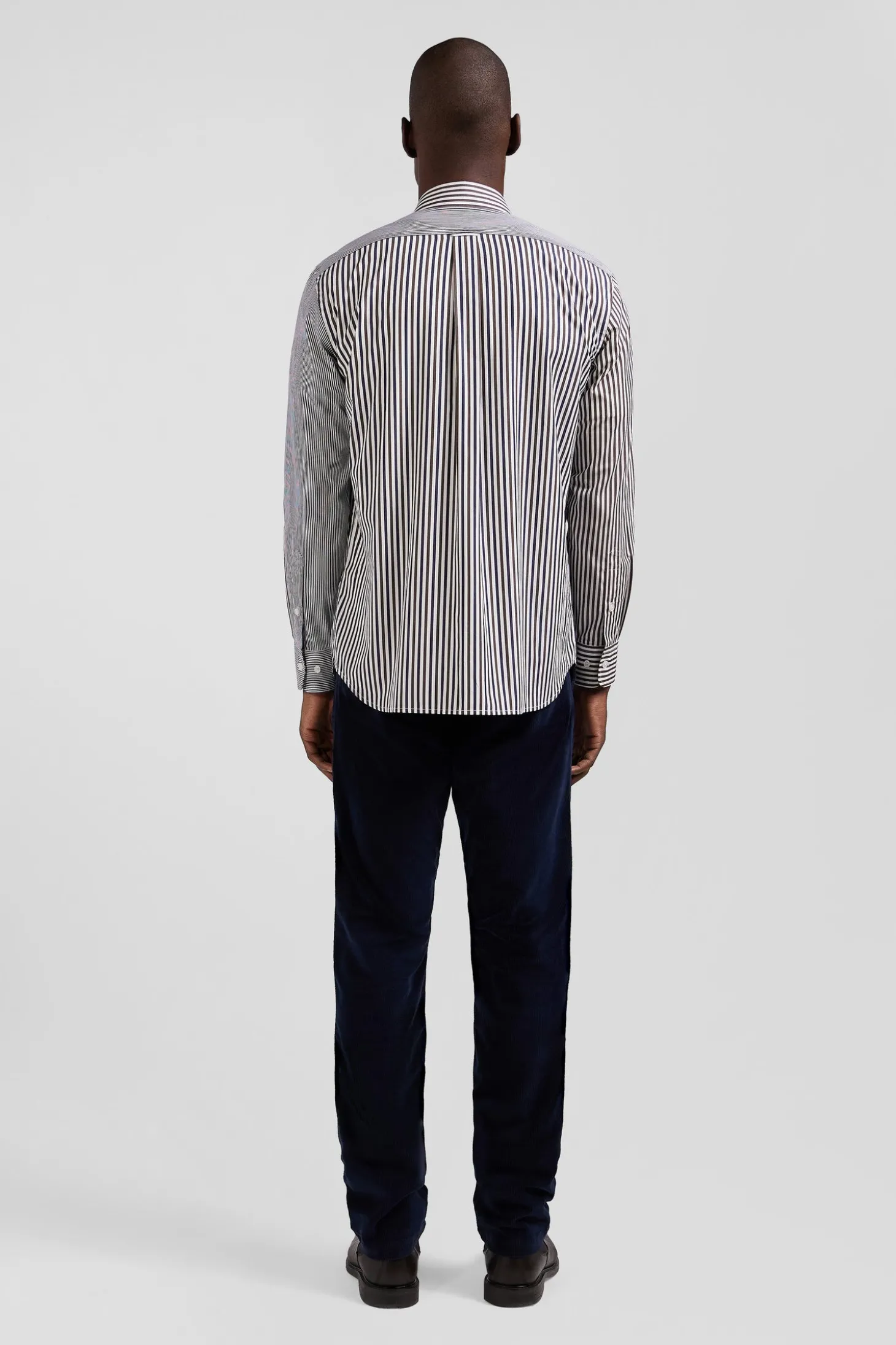 Regular brown striped cotton poplin shirt