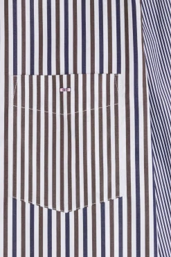 Regular brown striped cotton poplin shirt