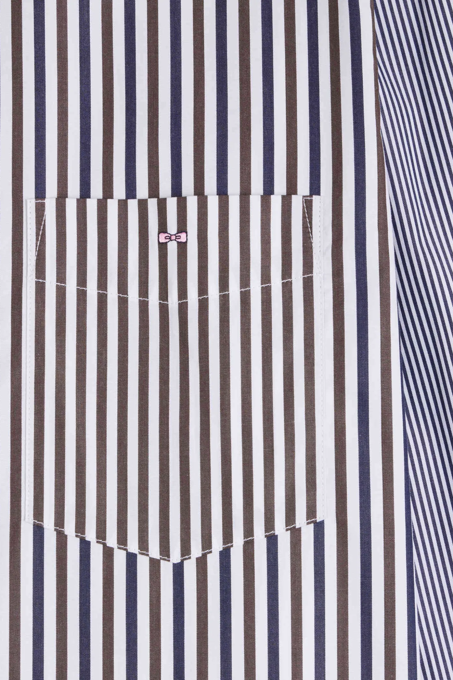 Regular brown striped cotton poplin shirt