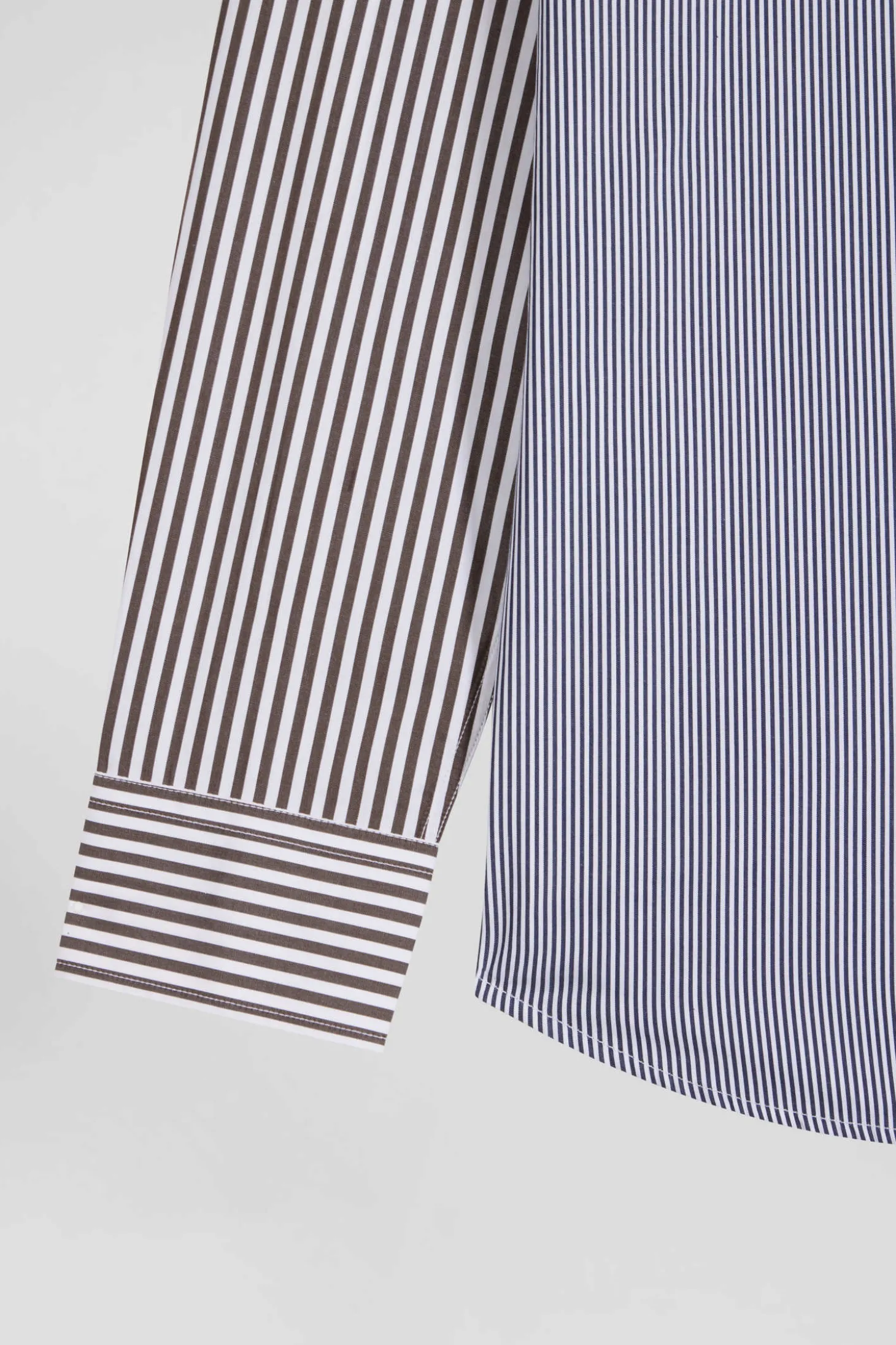 Regular brown striped cotton poplin shirt